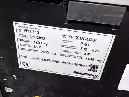 Elektro tříkolové VZV 2021  Jungheinrich EFG 113 SP GE 120-435 DZ (8)