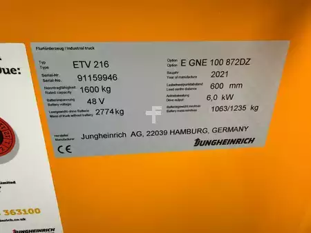 Carretilla retráctil 2021  Jungheinrich ETV 216 SP GNE 100-872 DZ (10)