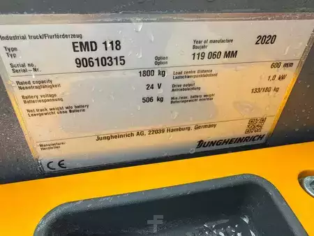 VZV s plošinou pro řidiče 2020  Jungheinrich EMD 118 119-54 60 E (3)