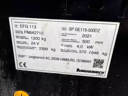 Elektro tříkolové VZV 2021  Jungheinrich EFG 113 SP GE115-500DZ (4)