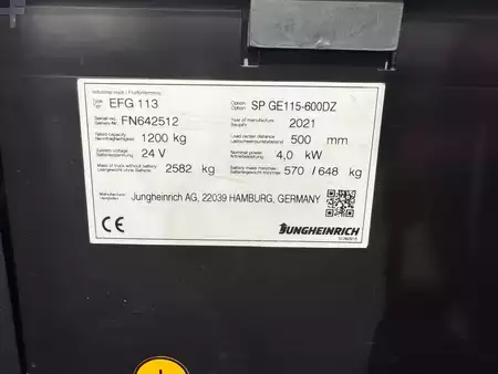 Elektryczne 3-kołowe 2021  Jungheinrich EFG 113 SP GE 115-600 DZ (14)