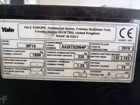 Transpallet elettrici 2016  Yale MP16 (6)