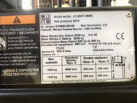Elektro čtyřkolový VZV 2018  Hyster J1.6XNT (8)