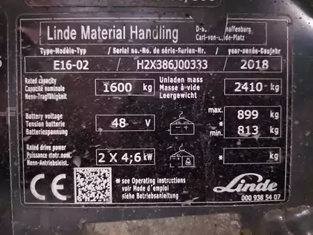Chariots électriques à 4 roues 2018  Linde E16-02 (9)