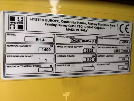 Työntömastotrukki 2018  Hyster R1.4 (8)