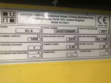 Työntömastotrukki 2016  Hyster R1.4 (8)