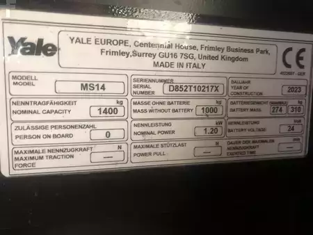 Ruční vysokozdvižný vozík 2023  Yale MS14 (6)