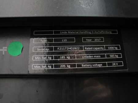 Ruční vysokozdvižný vozík 2017  Linde L 10  1172 (4)