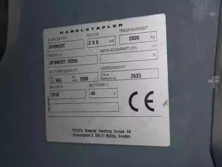 Elektro čtyřkolový VZV 2016  Toyota 8 FBM 20 T (5)