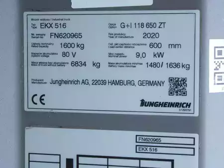 Vertikal ordreplukker 2020  Jungheinrich EKX 516 G+I118-650ZT  Li-Ion (4)