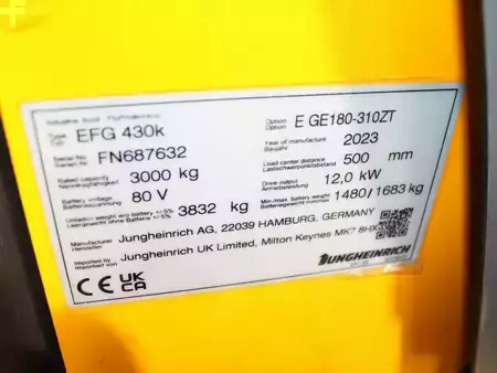 Elektryczne 4-kołowe 2023  Jungheinrich EFG 430k  E GE180-310ZT (5)