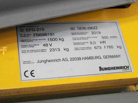 Elektryczne 3-kołowe 2019  Jungheinrich EFG 215 SP GE 80-290 ZZ (5)