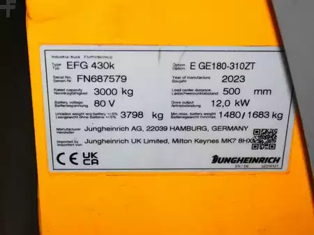 Elektryczne 4-kołowe 2023  Jungheinrich EFG 430k  E GE180-310ZT (5)