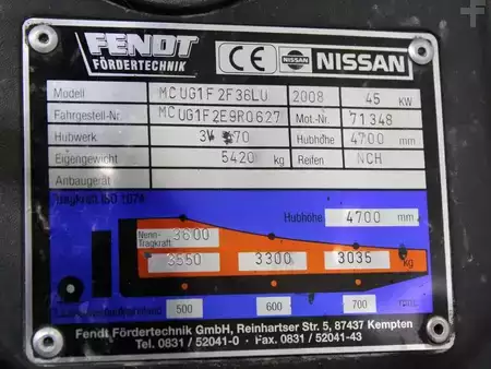 Gas gaffeltruck 2009  Nissan MCU G 1F2 A 36 LU (5)