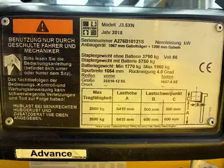Elektromos 4 kerekű 2018  Hyster J 3.5 XN (8)