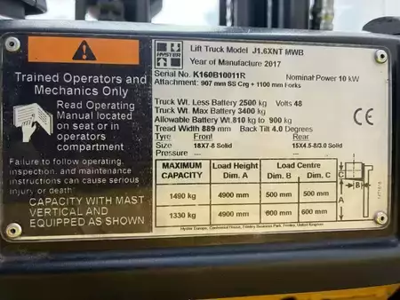 Elektromos 3 kerekű 2017  Hyster J 1.6 XNT LWB (8)