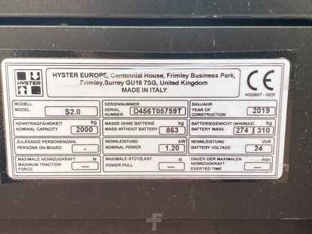 Ruční vysokozdvižný vozík 2019  Hyster S 2.0 (6)