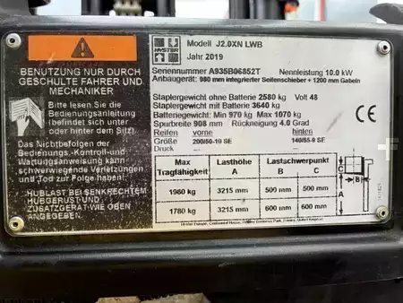 Elektromos 4 kerekű 2019  Hyster J 2.0 XN LWB (8)