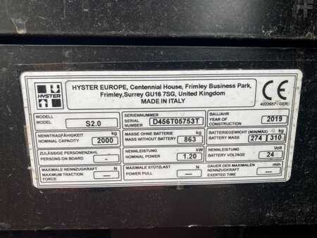 Ruční vysokozdvižný vozík 2019  Hyster S 2.0 (6)