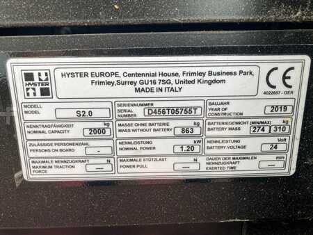 Ruční vysokozdvižný vozík 2019  Hyster S 2.0 (6)