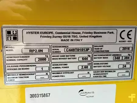 Pallestabler med sæde 2016  Hyster RP 2.0N (7)