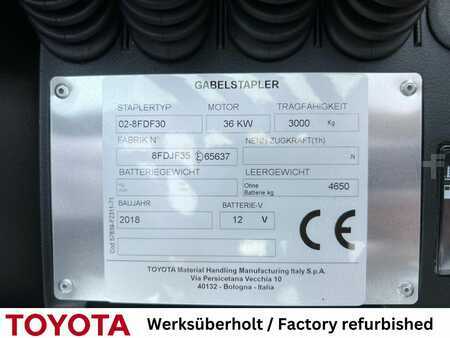 Carretilla elevadora diésel 2018  Toyota 02-8 FDF 30, 1.080 Std.! (7)