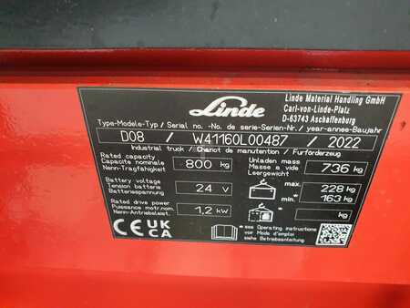 Ruční vysokozdvižný vozík 2022  Linde D08 (6)