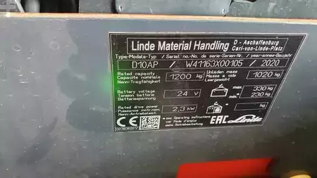 Ruční vysokozdvižný vozík 2020  Linde D10AP (6)