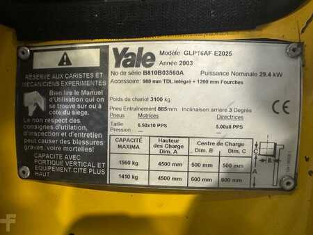 Treibgasstapler 2003  Yale GLP16AF triplex cabine (9)