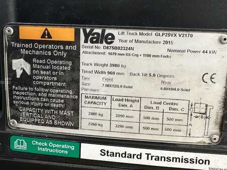 Treibgasstapler 2015  Yale GLP25VX 1045 heures (10)