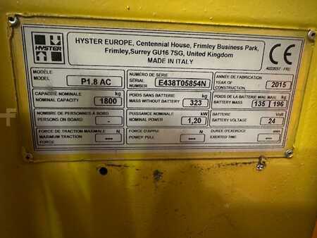 Nízkozdvižný vozík 2015  Hyster P1.8AC (3)