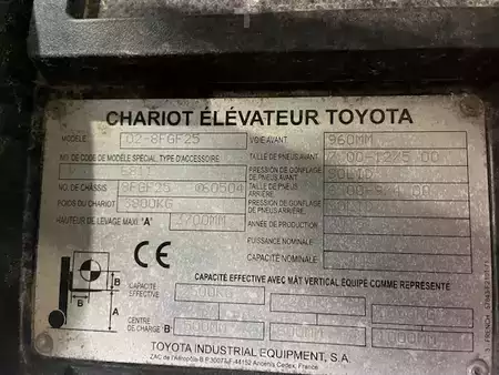 Gas gaffeltruck 2015  Toyota 02-8FGF25 rouillé  6034 heures (9)