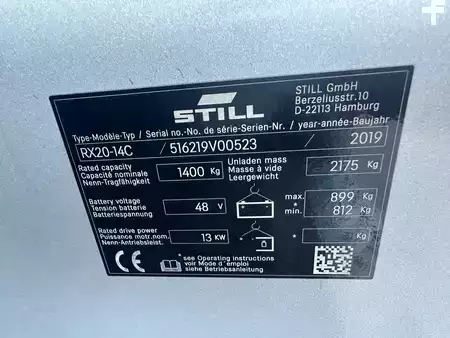 Carrelli elettrici 3 ruote 2019  Still RX20-14C triplex 5620mm 1405 heures (7)