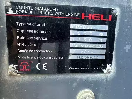 Gázüzemű targoncák 2016  Heli CPYD25 gaz triplex 845 heures (8)