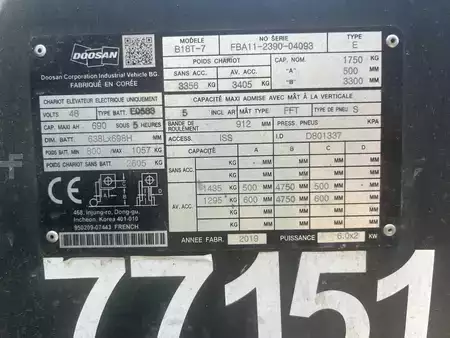 Elektro 3 Rad 2019  Daewoo B18T-7 triplex 4750mm 971 heures (8)