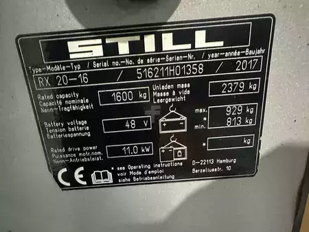 Elektro tříkolové VZV 2017  Still RX20-16 triplex 2522 heures (16)