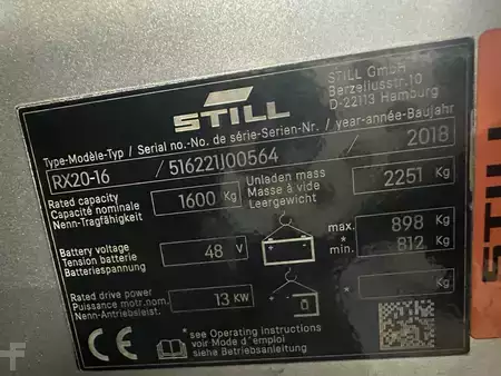 3-wiel elektrische heftrucks 2018  Still RX20-16 triplex 3734 heures reconditionné (7)