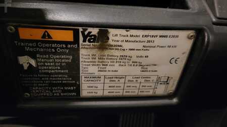 4-wiel elektrische heftrucks 2013  Yale ERP18VF MWB 2013 (5)