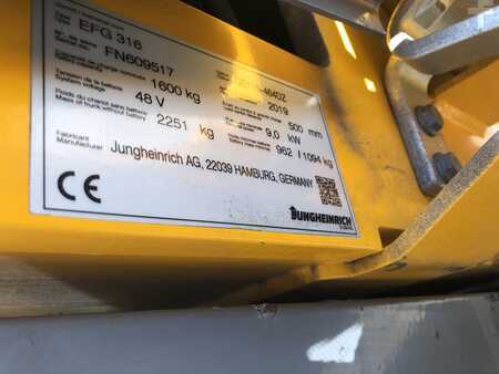 Elektromos 4 kerekű 2019  Jungheinrich EFG 316D-PLT GE115-464 DZ (19)