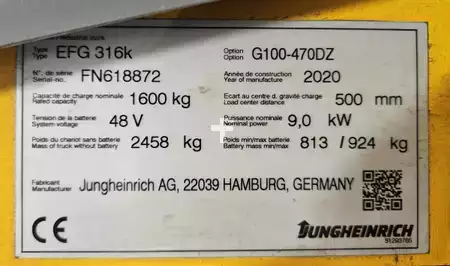 El Truck - 4-hjul 2020  Jungheinrich EFG 316 k Triplex (4)