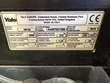 Porta-paletes elétrico 2015  Yale MP20 (8)