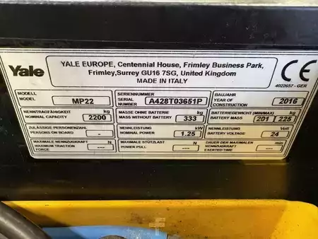 Nízkozdvižný vozík 2026  Yale MP22 (8)