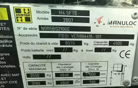Carrelli elevatori diesel 2007  Hyster H4.5FT6 (7)
