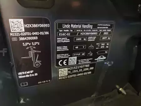 Carrelli elettrici 3 ruote 2021  Linde E16C/386 (12)