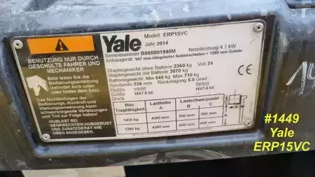 Eléctrico - 3 rodas 2014  Yale ERP 15 VC (9)