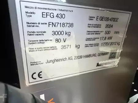Elektro čtyřkolový VZV 2024  Jungheinrich EFG430 (9)