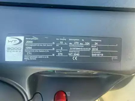 Hochhubwagen 2018  Crown WT 3040 Baujahr 2018/ Stunden 2149 Akku 2023 (5)