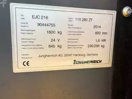 Magasemelésű béka 2014  Jungheinrich EJC 216 Baujahr 2014 HH 2800 Stunden 1156 (5)