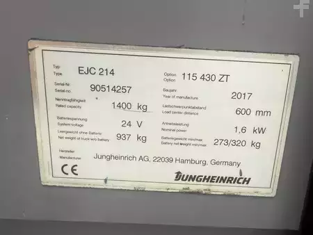 Hochhubwagen 2017  Jungheinrich EJC 214 Baujahr 2017 HH 4300 Akku 2016 (6)