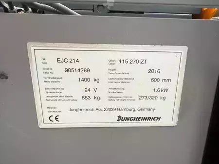 Hochhubwagen 2016  Jungheinrich EJC 214 Baujahr 2016 HH 2700 MIt Waage (4)